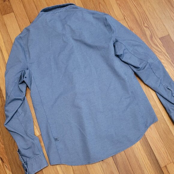 Lululemon Commission Long Sleeve Blue Shirt Men's Button Front Excellent - Picture 3 of 6